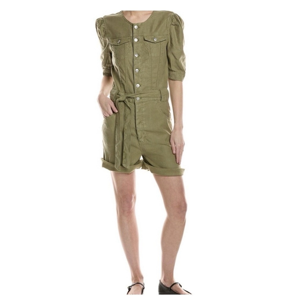 HUDSON Denim Olive Romper Utility Jumpsuit Shortalls Belted Sz Small